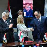 مؤتمر صحافي لتوقيع وليد فياض عقد شراء الغاز الطبيعي من مصر في وزارة الطاقة