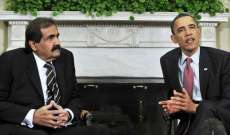 أوباما التقى امير قطر في واشنطن وبحث معه الأزمة السورية
