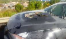 النشرة: إخماد حريق سيارة على أوتوستراد البيسارية- الزهراني