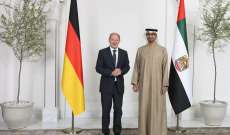 رئيس الإمارات يوقع اتفاقية للطاقة مع شولتس تقضي بتزويد ألمانيا بالغاز المسال والديزل في 2022 و2023