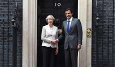 أمير قطر عرض العلاقات الثنائية مع رئيسة وزراء بريطانيا
