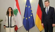 عكر عرضت مع نظيرها الألماني العلاقات الثنائية بين لبنان والمانيا