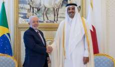أمير قطر التقى رئيس البرازيل: لضرورة حماية المدنيين في غزة وبذل جهود دولية لإنهاء العدوان