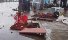 "ميني تورنيدو" في بحر صيدا وأضرار بالممتلكات في شارع رياض الصلح بسبب العاصفة