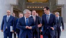 الأسد عرض مع لافرنتييف الجهود المتواصلة لإحراز تقدم على المسار السياسي في سوريا