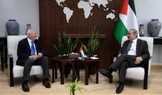 رئيس الوزراء الفلسطيني بحث مع الممثل السامي للأمم المتحدة التطورات الأخيرة في فلسطين
