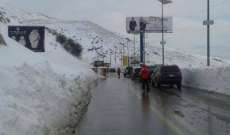 التحكم المروري: طريق ضهرالبيدر مقطوعة بسبب تراكم الثلوج