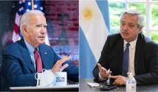 الرئاسة الأرجنتينية: بايدن بحث مع فرنانديز بتعزيز العلاقات بين واشنطن وأميركا اللاتينية