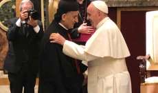 البطريرك الراعي عرض مع البابا فرنسيس لعمل المؤسسة المارونية للانتشار
