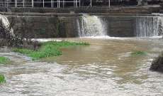 النشرة: ارتفاع منسوب مياه نهر الحاصباني بسبب الأمطار الغزيرة