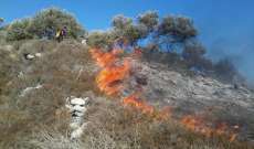 اخماد حريق اعشاب و حرج من  اشجار الزيتون في بلدة سلعا