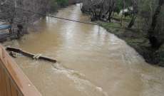 النشرة: غزارة الأمطار رفعت منسوب مياه نهر الحاصباني