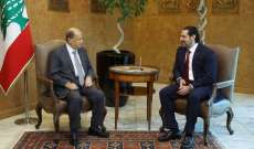 اجتماع بين الرئيس عون والحريري قبيل جلسة الحكومة في قصر بعبدا 