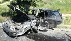 3 جرحى نتيجة تصادم بين سيارتين على طريق عام مكسة باتجاه شتورا