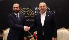 وزير خارجية تركيا أعلن عقد محادثات بناءة مع نظيره الأرمني