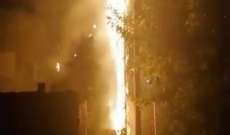 ‏صاعقة ضربت بلدة وادي جيلو الجنوبية أدت إلى اشتعال النيران في الأسلاك الكهربائية