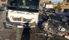   3 جرحى نتيجة تصادم بين بيك اب وسيارتين على اوتوستراد ضهر البيدر 