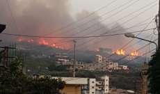 حريق كبير في خراج بلدة بزال والدفاع المدني والاهالي يعملون على اخماده