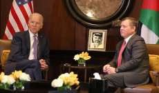 الديوان الملكي الأردني: ملك البلاد تلقى اتصالا من الرئيس الأميركي
