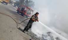 الدفاع المدني أخمد حريق اعشاب ونفايات في برج حمود