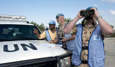 فريق من مراقبي الامم المتحدة جال على الخط الأزرق بمروحية تابعة لليونيفيل