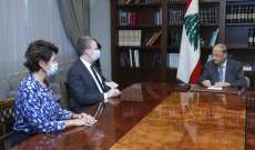 الرئيس عون عرض مع الموفد الفرنسي التطورات المتصلة بالأزمة الحكومية