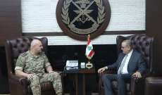 قائد الجيش بحث مع البيسري في موضوع النزوح السوري وتداعياته