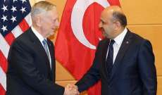 وزير دفاع تركيا بحث هاتفيا مع نظيره الأميركي التطورات بسوريا  والعراق