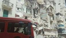 انهيار مبنى من 4 طوابق مأهول بالسكان بمنطقة العطارين بالإسكندرية بمصر