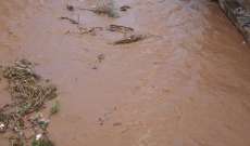 قطع الطريق بين أبي سمرا ومجدليا بسبب ارتفاع منسوب المياه بنهر أبو علي