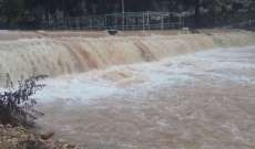 النشرة: ارتفاع منسوب مياه نهر الحاصباني إلى أعلى معدلاته 