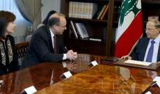 الرئيس عون التقى مساعد وزير الخزانة الأميركية لشؤون مكافحة تمويل الإرهاب