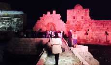 النشرة: إضاءة أسوار قلعة صيدا البحرية بصورة القدس والمسجد الأقصى
