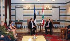 رئيس وزراء استونيا: ندعم استضافة لبنان للنازحين وندعم أمنه واستقراره