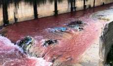 وزير البيئة طلب من محافظ البقاع إجراء تحقيق لتحديد مصير تلوث نهر البردوني باللون الأحمر