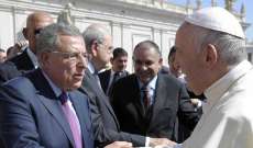 السنيورة التقى البابا فرنسيس: للتمسك بالعيش المشترك الاسلامي المسيحي 