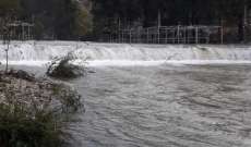 النشرة: ارتفاع منسوب مياه نهر الحاصباني إلى أعلى معدلاته