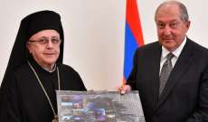 درويش خلال استقبال رئيس أرمينيا: لمزيد من التع بين البلدين