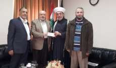 وفد "صندوق الخير" يزور المفتي سوسان ويتسلم مبلغ المساعدة من مساجد صيدا