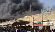  اصابة 43 زائرا ايرانيا بحالات اختناق اثر اندلاع حريق في فندق بالنجف 