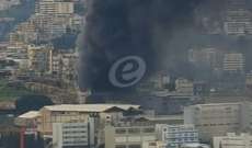 فوج اطفاء مدينة بيروت يتدخل لمؤازرة الدفاع المدني باخماد حريق المكلس