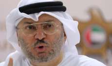 قرقاش: الإمارات تؤيد إعادة الدور العربي النشط في الأزمة السورية