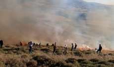 اندلاع حريق كبير في مارون الراس جنوب لبنان اثناء تواجد المتظاهرين على الحدود