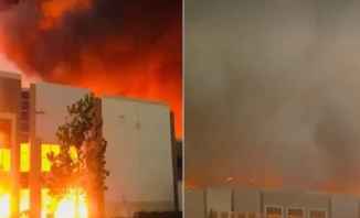 اندلاع حريق ضخم في مستودعات أمازون بولاية كاليفورنيا الأميركية