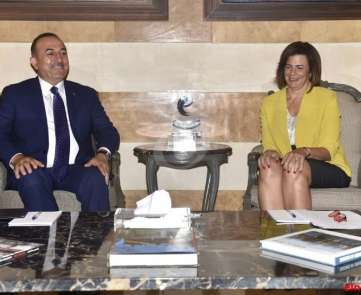 لقاء ريا الحسن مع وزير الخارجية التركي