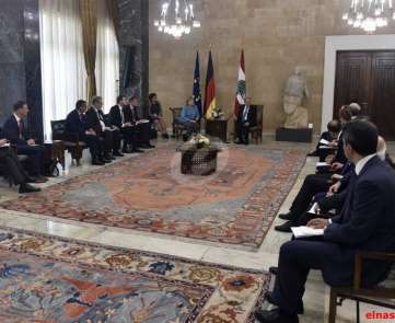 لقاء الرئيس عون وميركل في القصر الجمهوري