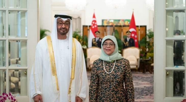 ولي عهد أبوظبي ورئيسة سنغافورة بحثا بعلاقات البلدين والتطورات الإقليمية والدولية