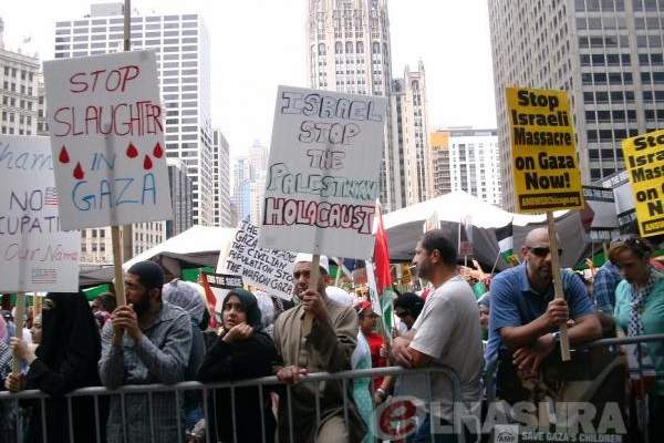 يهود اقتحموا مقر منظمة&quot;ايباك&quot; في فيلادلفيا تضامناً مع غزة