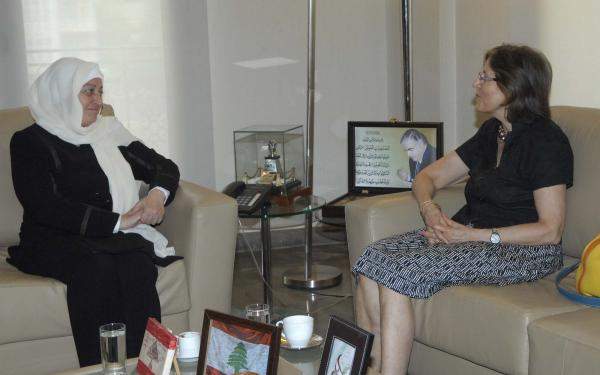 بهية الحريري عرضت مع سفيرة سويسرا أوضاع لبنان في ظل الحرب على غزة
