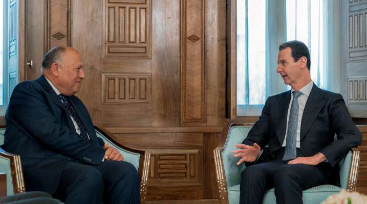 الأسد التقى شكري: العمل لتحسين العلاقات بين الدول العربية بشكل ثنائي هو الأساس لتحسين الوضع العربي